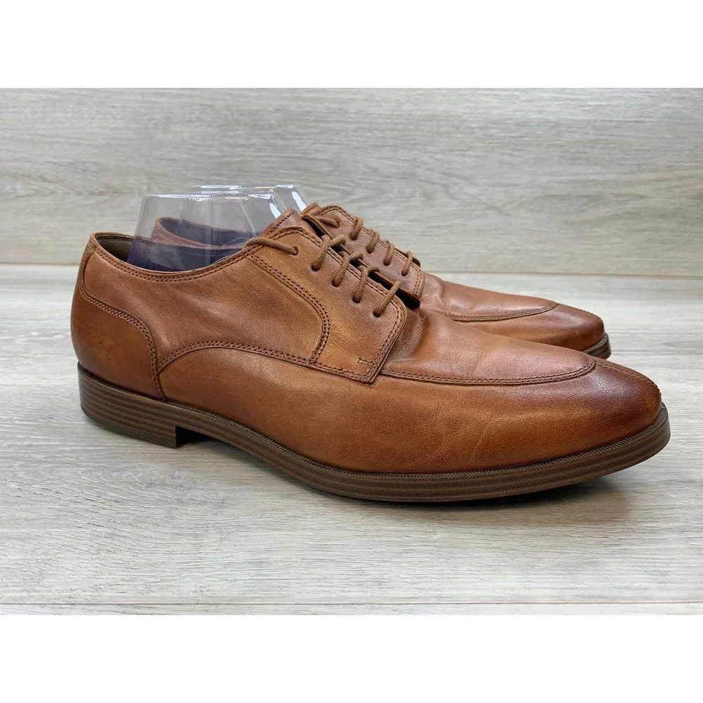 Cole Haan Grand.OS Men's 9.5 M British Tan Leather Apron Split Toe Derby
